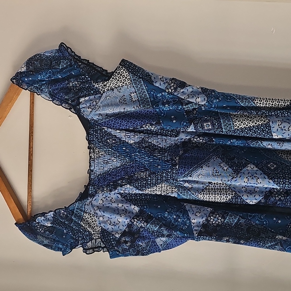 Blue Plus Size Mini Dress Patchwork Mini Dress Xxl - image 3